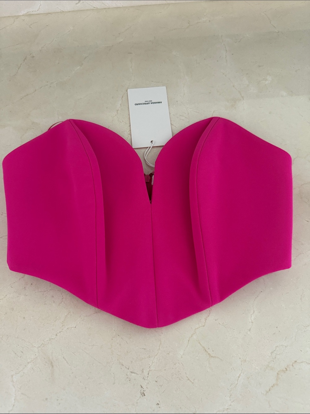 Amanda Uprichard XSCherri Crop Top Hot Pink Strapless Bustier